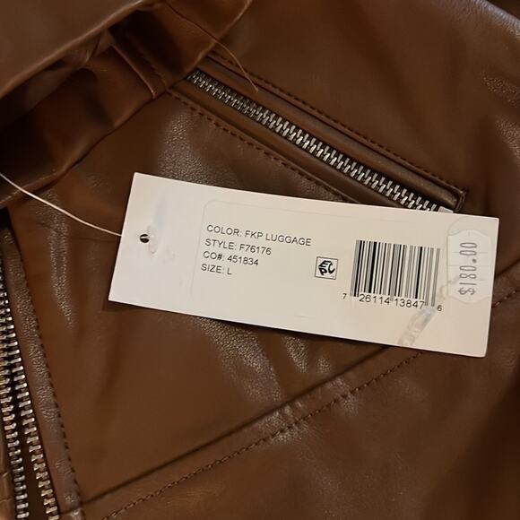 French Connection Faux Leather Moto Jacket Size L - New - Picture 11 of 12